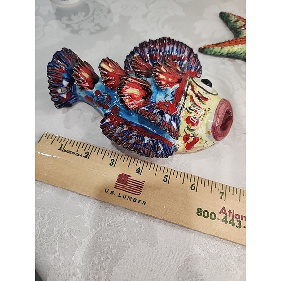 Vintage Italy Terra Cotta Sea Life Wall Hangings Set Of 3 - Picture 11 of 16